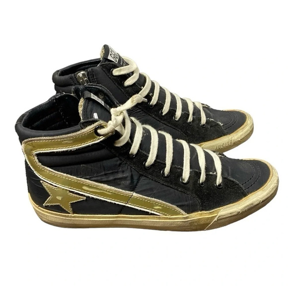 Golden Goose Shoes - Golden Goose Slide Sneakers Black Gold Star 38 Tennis Shoe